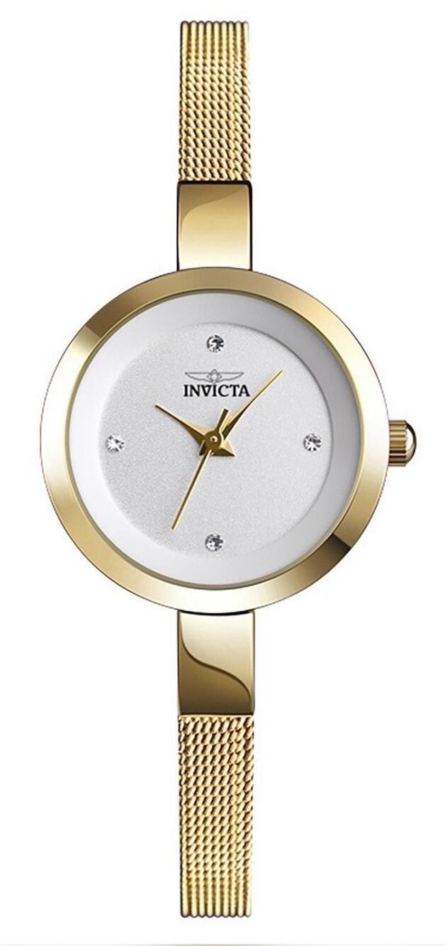 Invicta Angel Lady 26mm Gold Tone Case White Metal Dial Gold Tone Band 70293